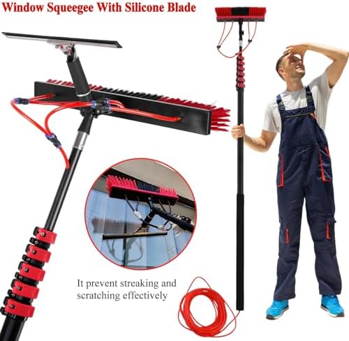 Glass Cleaning Brush Home Water Fed Telescopic Pole Kit Solar Panel Brush Rotating for Photovoltaic Panel3.6-10.8 m Water Fed Telescopic Brush for Cleaning Roof Solar Panel Cleaner Window