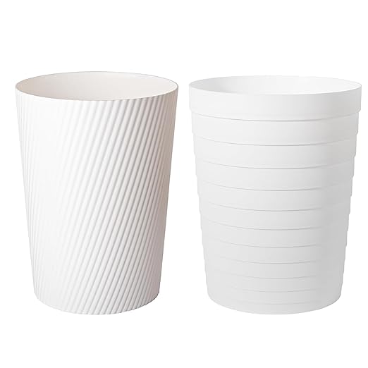 UUJOLY Small Trash Can Wastebasket Garbage Can Container Bins for Bathrooms Laundry Room Kitchens Offices Kids Rooms Dorms (White)