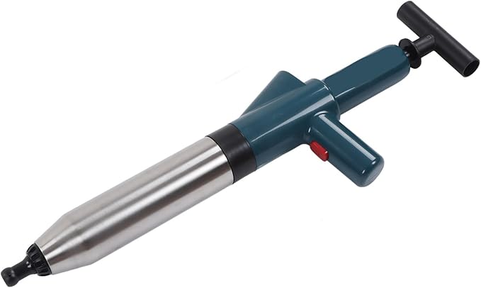 Air Pressure Drain Unblocker High Efficiency Stainless Steel Drain Plunger with Pressure Indicator for Toilets Sinks Floor Drains Home Kitchen Bathroom Unclogging Tool Gree
