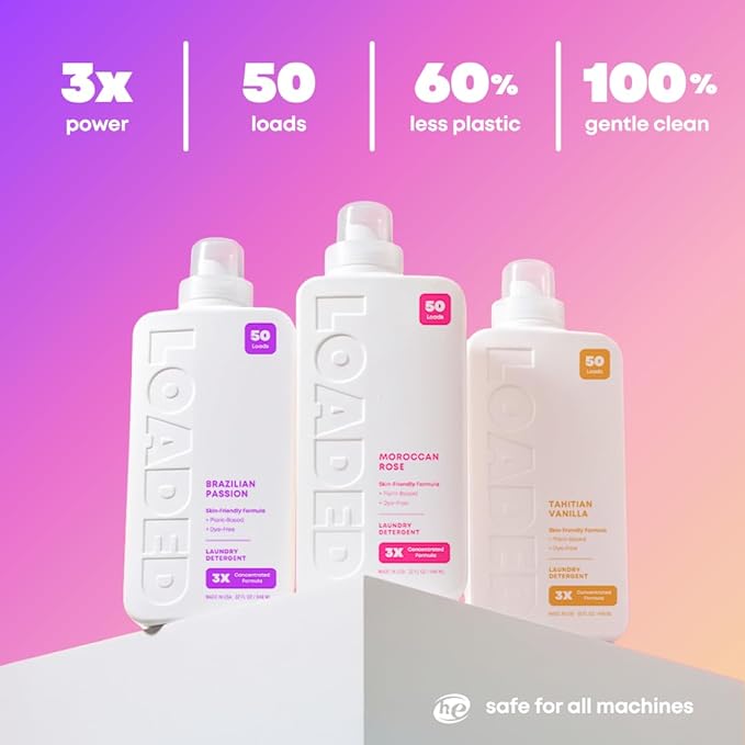 Loaded Laundry Detergent Luxury Perfume Scented | 50 Loads | Pistachio &amp Caramel | Skin-Friendly &amp Plant-Based | Made in USA | 32 oz