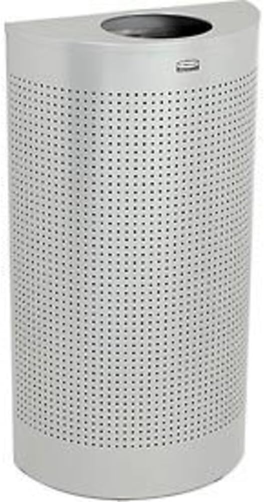 Newell Rubbermaid SH12EPLSM Half Round Waste Can 12 Gal 18-Inch x9-Inch x32-Inch SR Metallic