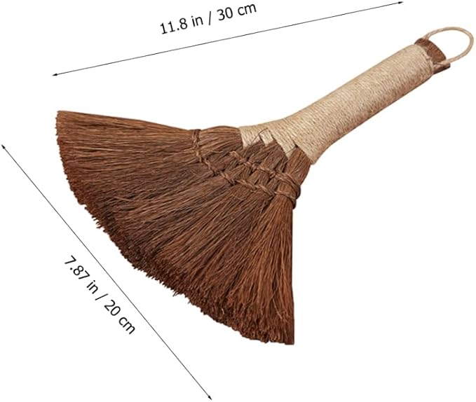 1Pc Natural Straw Whisk Broom Small Hand Broom with Ergonomic Shape for Multi-Surface Cleaning Mini Fireplace Sweeper Brush for Indoor oOutdoor Desktop Sofa Cleaning Use