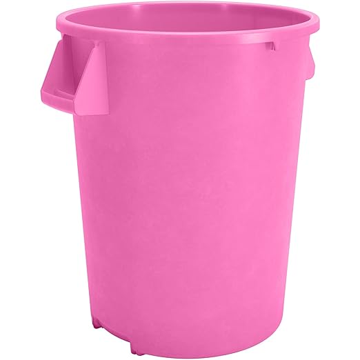 SPARTA Bronco 32 Gallon Trash Can Thick Polyethylene Bin NSF Certified Waste Container with Top Handles Bottom Handholds Reinforced Base and Stackable LLDPE 32 Gallon Pink (Pack of 4)