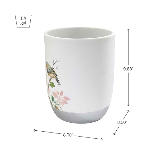Avanti Linens - Waste Basket Decorative Trash Can Nature Design Bathroom Decor (Love Nest Collection)