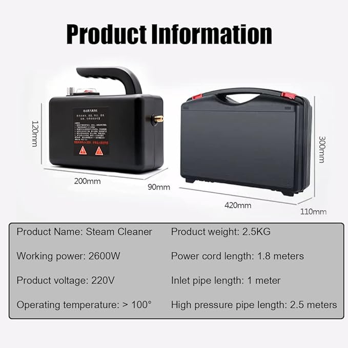 Handheld Steam CleanerHigh Pressure Steam Cleaner Portable Cleaning Machine High Temperature Portable Steam Cleaner for Furniture Car Household.