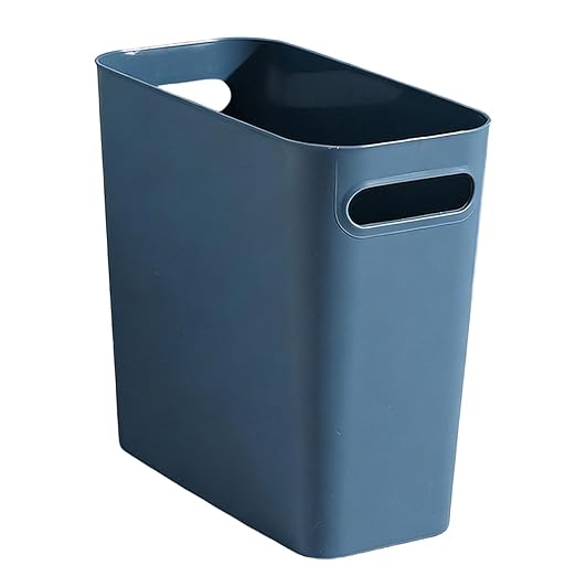 2.4 Gallon Slim Trash Can Small Plastic Wastebasket for Bathroom Office Kitchen Narrow Space Under Sink or Desk (Blue)