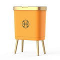 Procade Bedroom Trash Can with LidSlim Bathroom Trash Cans with Lids Dog Proof Trash Bin with Press Top LidModern Gold Trash Can Plastic Waste Basket for Living Room OfficeKitchen 4 Gal-Orange
