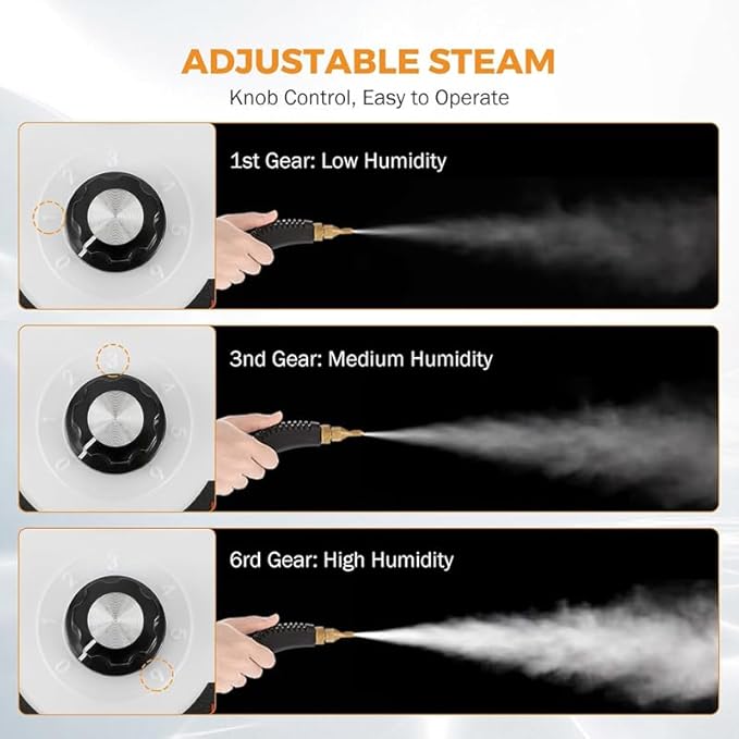 2500W Handheld Steam Cleaner High Pressure Portable Steamer with 3 Brushes Steam Cleaner for Home Kitchen Bathroom Car Furniture Floors(Red - Smart Edition)