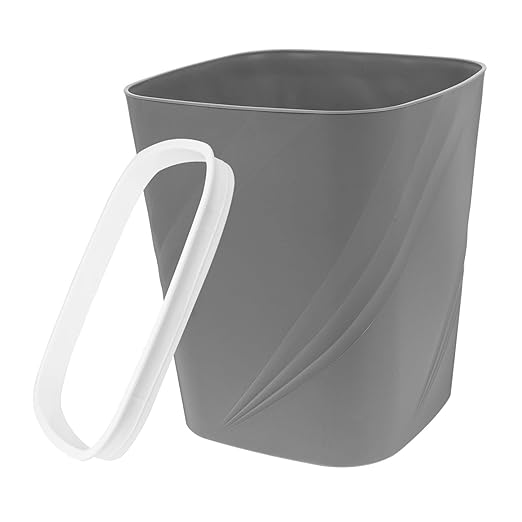 Small Trash Can with Press Ring Design Plastic Garbage Container Bin for Home Office Kitchen Bathroom Secure Bag Placement Easy to Clean Compact Grey Wastebasket for Living and