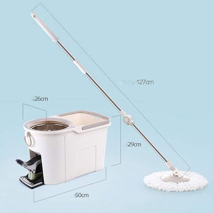 Microfiber Mop Floor Cleaning System with 360° Rotating Head Washable Pads Stainless Steel Rod &amp Plastic Bucket for Hardwood Tile Laminate