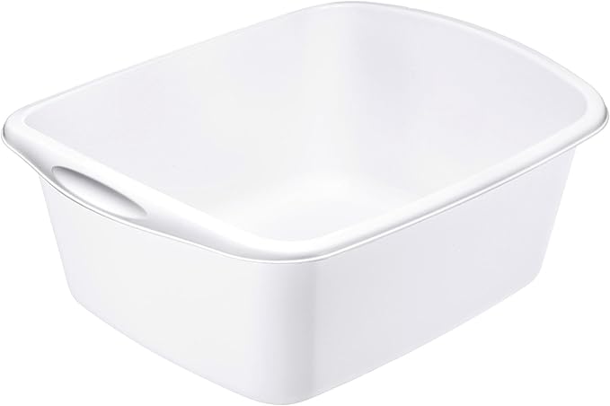 Tribello 2-Pack Dish Pans for Kitchen Sink Plastic Tub Dishpan Wash Basin and Foot Bath for Soaking Feet Wash Bucket for Washing and Storage Cleaning Supplies - 12 Quarts - Heavy Duty - (White)