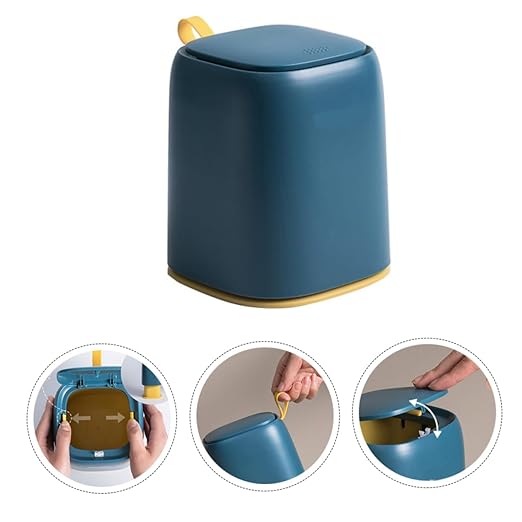 Mini Portable Garbage Bin with Press Cover for Office and Home Odor Sealing Trash Friendly Material Compact Waste Basket for Car Desk and Living Room Use