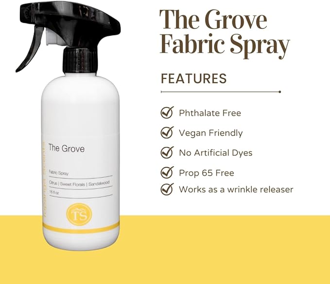 Topanga Scents The Grove Fabric Spray – 16 fl oz | Citrus Sweet Florals &amp Sandalwood | Vegan Phthalate‑Free