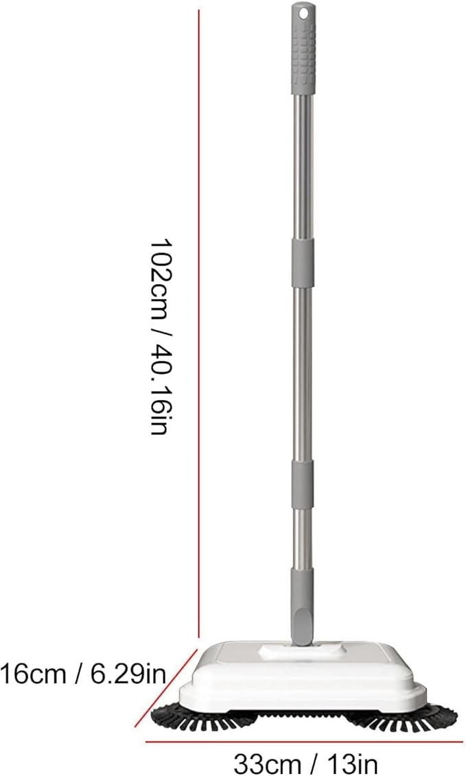 Walfront Hand Push Sweeper Hardwood Floor Mop Cordless Manual Floor Cleaner with 360° Rotation for Home Kitchen Office Lightweight Stainless Steel Handle for Pet Hair Dust