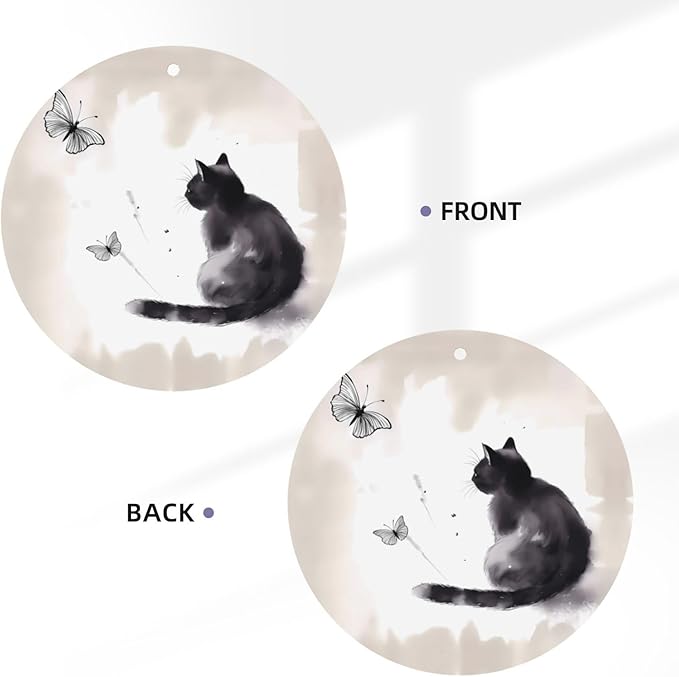 100 PCS Hanging Car Air Freshener Double Sided Funny Black Cat Automotive Interior Decor Kitten Butterflies Car Essentials for Women Men Lavender Scented