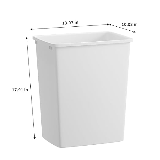 LOVMOR 35QT Kitchen Trash Can Sturdy and Lightweight Slim Trash Can Trash Cans for Kitchen Workspace Bathroom Office Easy to Clean 1 Pack White