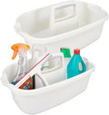 2 Pack Cleaning Supply Caddy with Handle Portable Shower Caddy Organizer Plastic Basket with Handle Stackable Tool Storage for Bathroom Garden Kitchen Home Organization White
