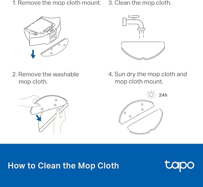 Tapo Washable Mop Cloth Replacement Comes with Easy to Replace 5x Washable Mop Cloths Compatible with Tapo RV30 Max Plus Tapo RV30 Max Tapo RV20 Max Plus and Tapo RV20 Max Plus