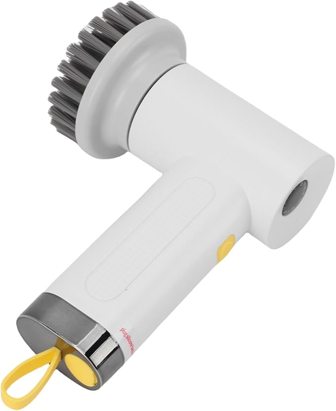 Focket Electric Spin Scrubber Cordless Electric Brush with 3 Replaceable Heads IPX7 Adjustable 2 Speeds for Bathroom Kitchen (White)
