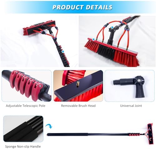 Glass Cleaning Brush Home Water Fed Telescopic Pole Kit Solar Panel Brush Rotating for Photovoltaic PanelTelescopic Water Fed Window Cleaning Poles Kit - Extendable Brush for Cleaning Solar