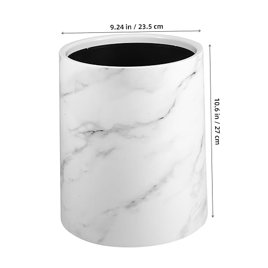 1piece Small Round Lidless Marble Wastebasket for Home Kitchen Office Decorative Garbage Container Stylish Waste Paper Bin Easy to Clean and Stable Structure