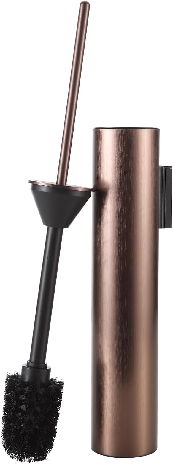 BGL Toilet Brush and Holder Set Rose Gold Wall Mounted for Bathroom Round Design