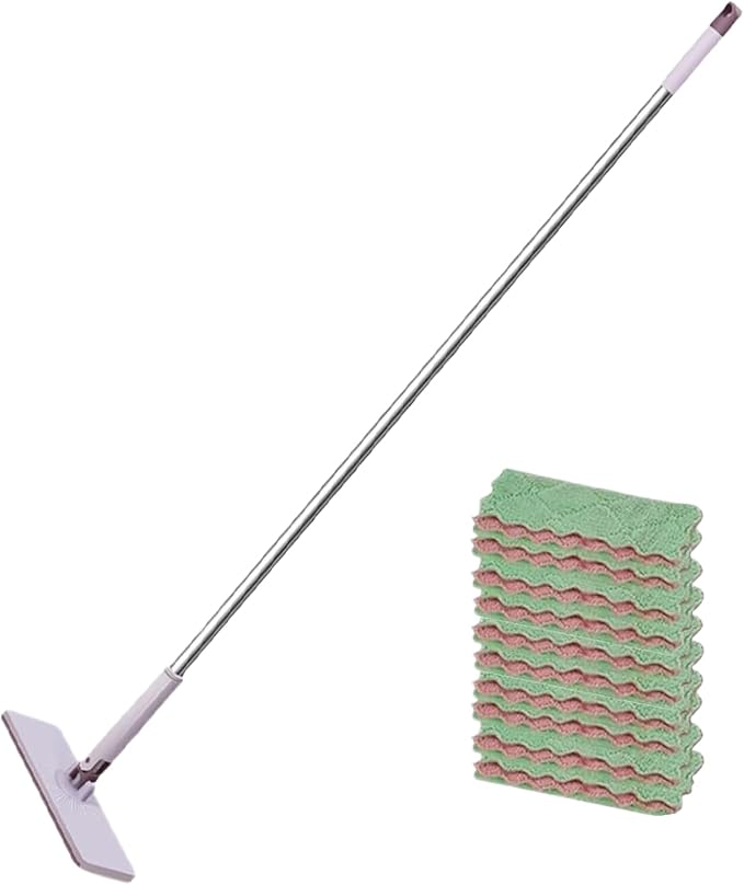 Reusable MopRotating Head Long Handle Reusable - Dry Wet Mops for Hardwood Floors | for Home Kitchen Bathroom Bedroom Living Room Hardwood Laminate Tile Glass Window