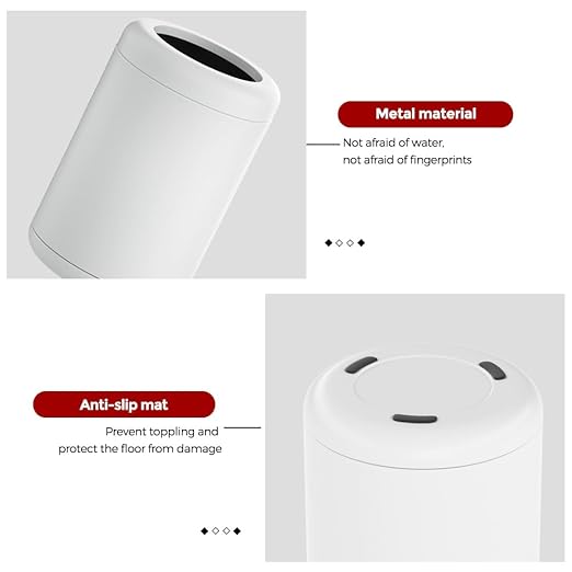 White Bathroom Trash can10L/2.6GAL Open Top Wastebasket BinGarbage Can for BathroomLiving RoomOfficeKitchenBedroomHotel (White)