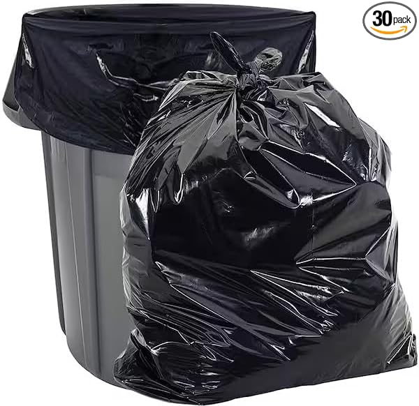Black Rodent Repellent Scented Trash Bags 60 Gallon Extra Large 38 x 58 Heavy Duty 1.3 Mil Thick Leak Resistant Puncture Proof Garbage Bags for Outdoor Commercial Industrial and Home Use (30)