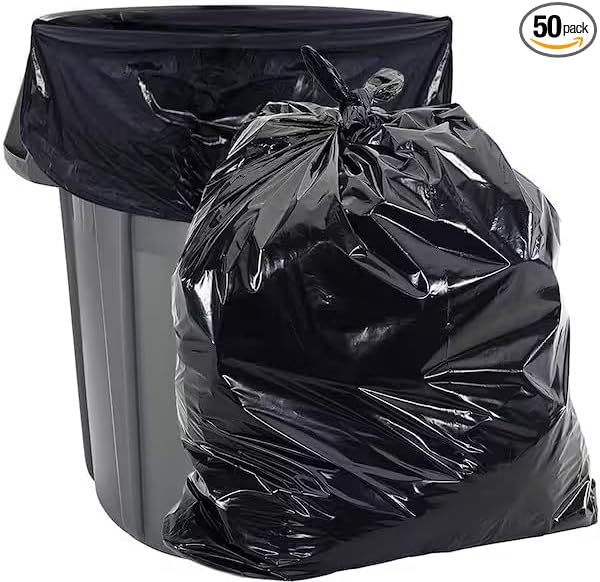Black Rodent Repellent Scented Trash Bags 60 Gallon Extra Large 38 x 58 Heavy Duty 1.3 Mil Thick Leak Resistant Puncture Proof Garbage Bags for Outdoor Commercial Industrial and Home Use (50)