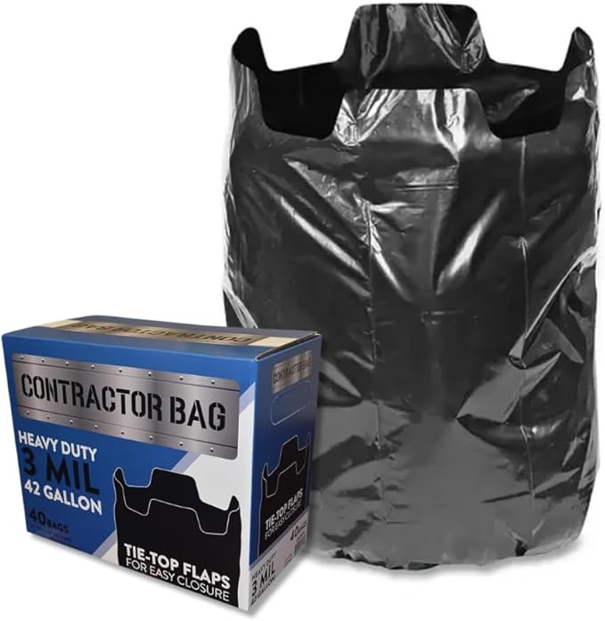 Inteplast 42 Gallon Heavy Duty Contractor Garbage Bag 3 MIL 40 Count.