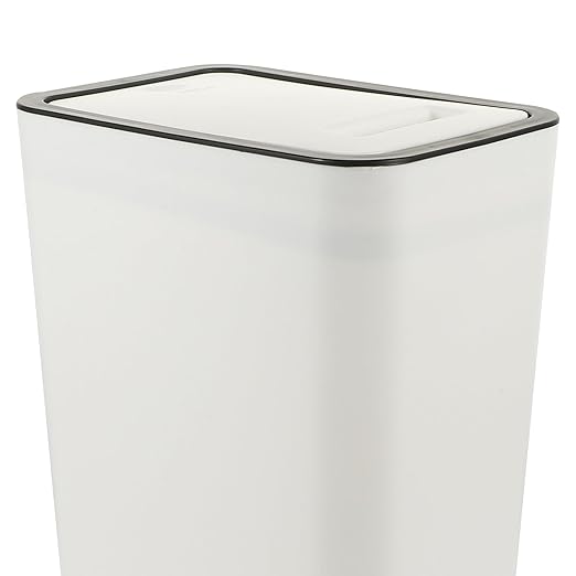 Alipis Slim Trash Can 10L Plastic Trash Can with Press Top Lid Modern Waste Basket Rubbish Bin Container for Home Office Bathroom White