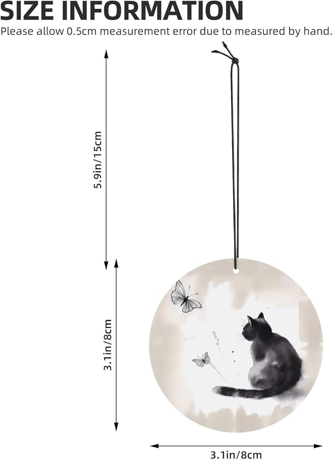 100 PCS Hanging Car Air Freshener Double Sided Funny Black Cat Automotive Interior Decor Kitten Butterflies Car Essentials for Women Men Lavender Scented