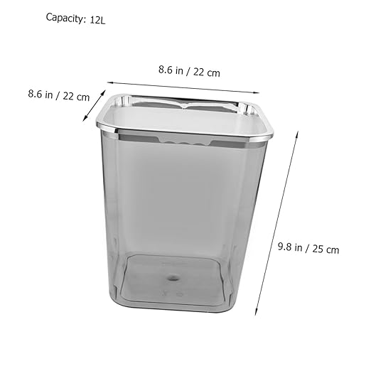 Large Transparent Plastic Wastebasket for Bathroom Kitchen Home Portable Trash Can with Pressed Rim Smooth Easy-Clean PP Material Stable Lidless Design for Household Waste and