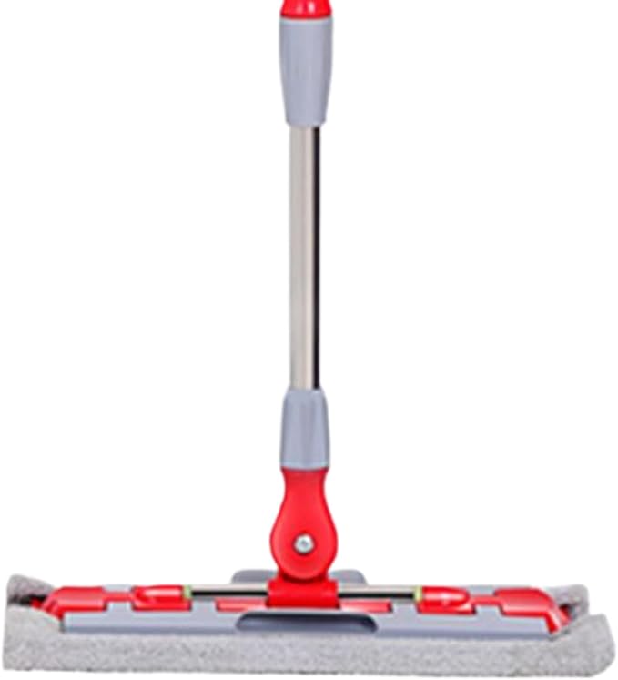 Mop - Microfiber Floor Cleaner | Quick-Dry Mop with 7 Washable Pads Adjustable Telescopic Handle for Home Kitchen Office and Tile Care Cyan Blue/Green and White/red