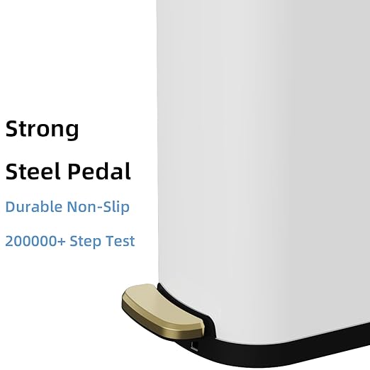 2.6 Gallon Slim Bathroom Trash Can with Soft Close Lid 10L Stainless Steel Garbage Can with Removable Liner Bucket for Narrow Spaces Bathroom Bedroom (White)