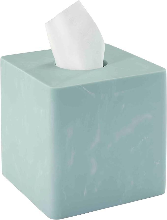 Nicole Miller - Tissue Box Cover Resin Countertop Accessories Dorm Room Essentials (Kendall Collection Oasis)