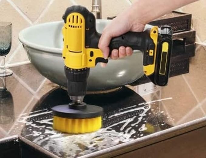 Combo Pack - 20oz Hard Water Spot and Stain Remover Includes 4-pc. Drill Brush Set Commercial Cleaner Stainless Steel Glass Porcelain Multi-surface Real Diamonds