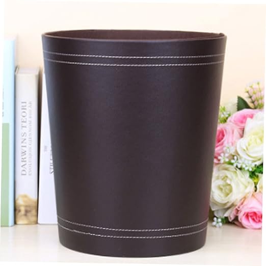 Stylish Leather Wastebasket Garbage Can for Bedroom Trash Can Simple Design