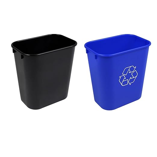 Rectangular 3.5 Gallon Commercial Office Trash and Recycling Combo Bins Wastebasket Deskside Bins for Office Kitchen Under Desk Under Sink (Trash and Recycling 3.5 Gallon)