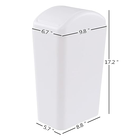 1 Pack Plastic Swing Lid Trash Can Swing Lid Waste Bin White