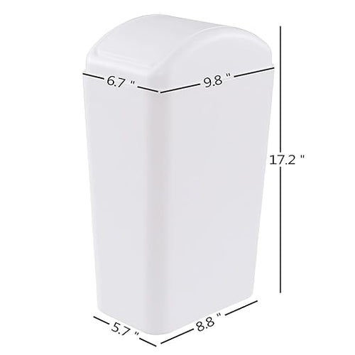 1 Pack Plastic Swing Lid Trash Can Swing Lid Waste Bin White
