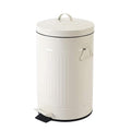 White Trash Can with Lid Bathroom Bedroom Waste Basket Soft Close Small White Garbage Can Retro Vintage Home Office Trash Can 12 Liter/3 Gallon Glossy Cream White