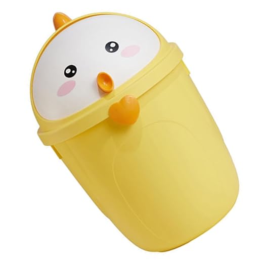 VILLCASE Chick Style Trash Can with Lid Sturdy Material Small Wastebasket for Bedroom Office Desk Use Convenient Home Garbage Bin Large Capacity Cartoon Design