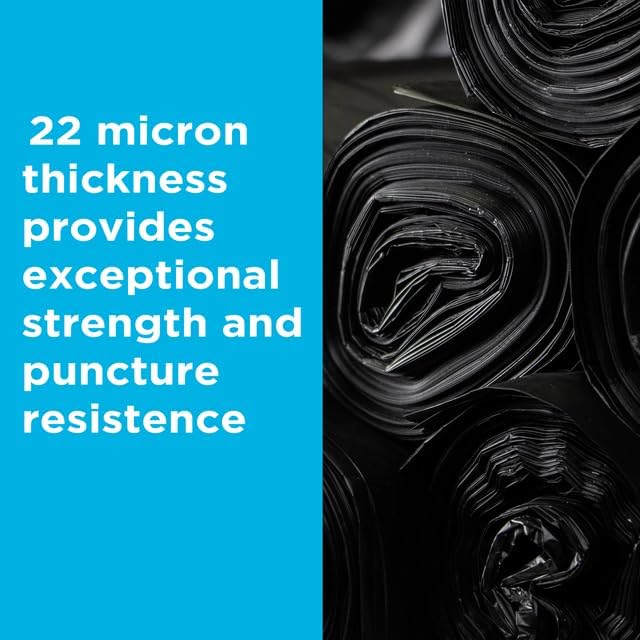 Large Black Trash Bags 55-60 Gallon Heavy Duty 150 Count High Density 22 Micron 38 x 60 Ideal for Schools Janitorial Bathrooms