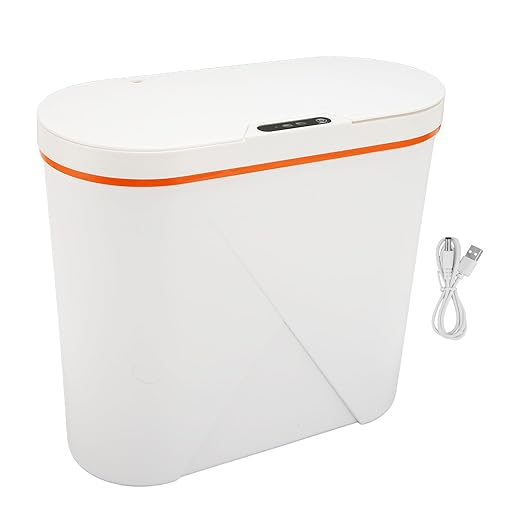 TOPINCN Home Diffuser Auto Trash Can Bathroom Crack Deodorizer 15L White Minimalistic Plastic Fragrant Room Diffuser Home Freshness Garbage Scent Restroom Wastebaskets