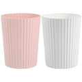 JiatuA Small Trash Can Plastic Wastebasket Garbage Container Bin for Bathroom Kitchen Under Sink Bedroom Home Office College Dorm Pink &amp White
