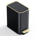 Small Bathroom Trash Can with Lid Soft Close 5L / 1.3 Gallon Slim Garbage Can with Removable Inner Bucket Step Stainless Steel Trash Bin for Office Bathrooms Bedroom Living Room (Black)