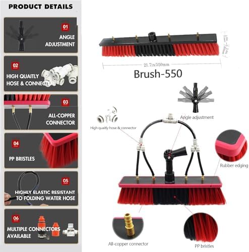 Glass Cleaning Brush Home Water Fed Telescopic Pole Kit Solar Panel Brush Rotating for Photovoltaic PanelTelescopic Window Cleaner Window Cleaning Pole Water Fed Telescopic Brush Window