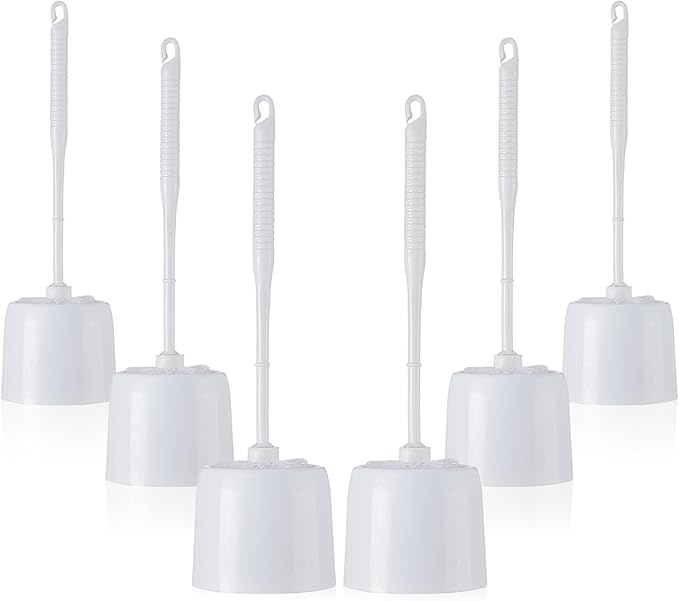 Roshtia 6 Sets Toilet Brush and Holder Set for Bathroom Cleaning Toilet Bowl Brush Scrubber with Caddy for Cleaning 14.57 Height(White)